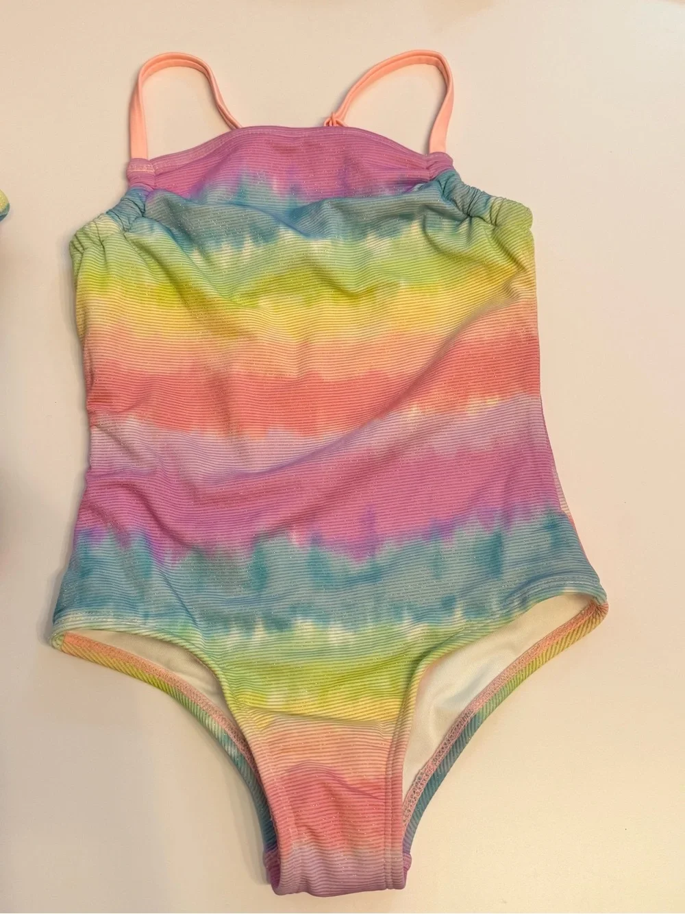 Cat & Jack Black Bikini with Rainbow Trim & Rainbow Tie-Dye One-Piece